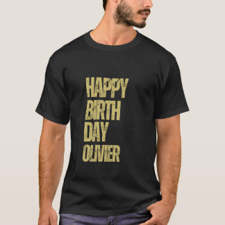 Feliz aniversário Olivier camisetas Vintage Retro