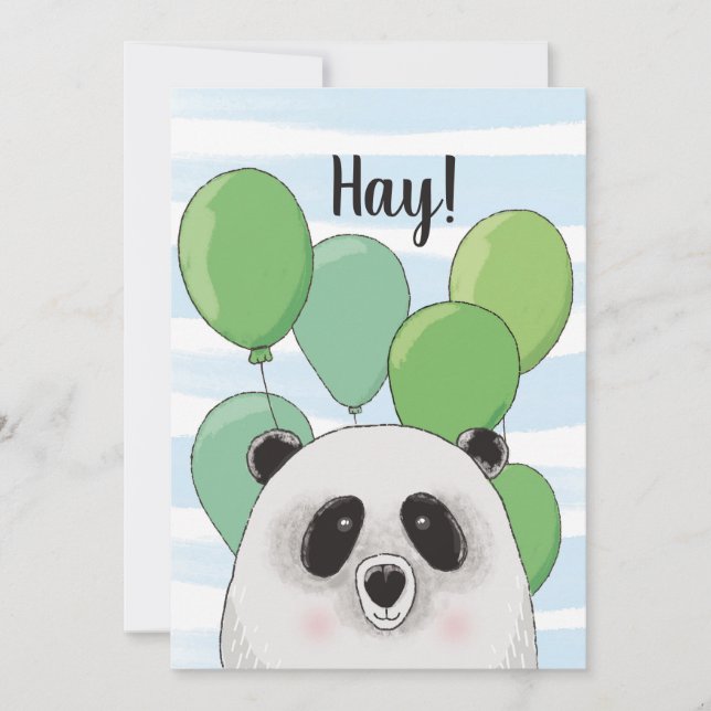 Feliz aniversário. Panda bonita. Animal verde-azul (Frente)