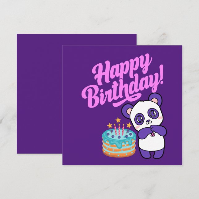 Feliz Aniversário Panda Roxo (Frente/Verso)