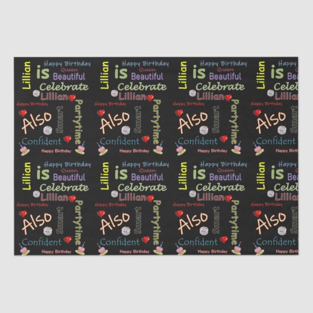 Feliz Aniversário Papel Tecido Lillian (Frente )