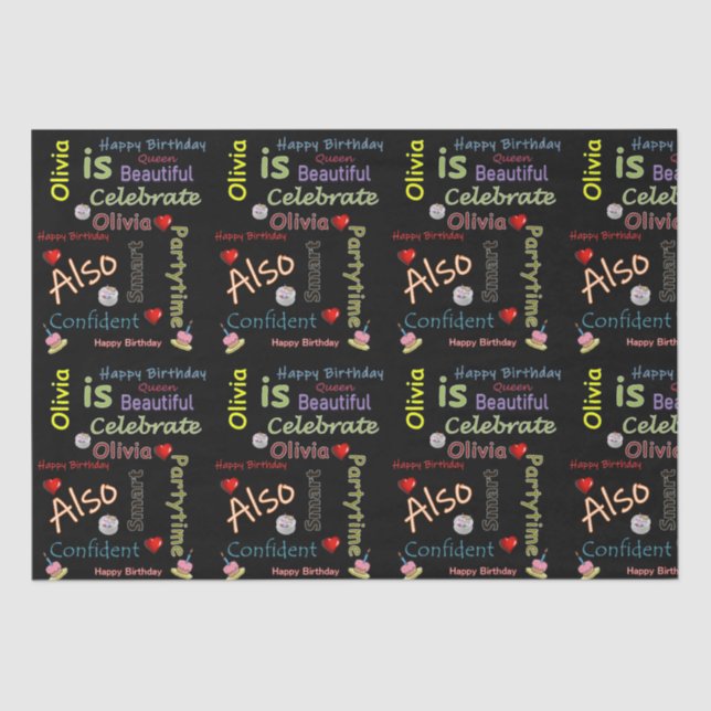 Feliz Aniversário Papel Tecido Olivia (Frente )