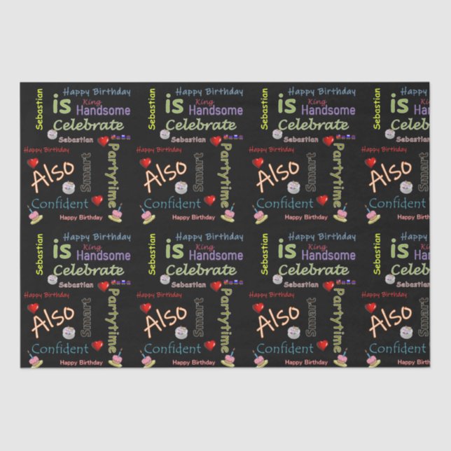 Feliz Aniversário Papel Tecido Sebastian (Frente )