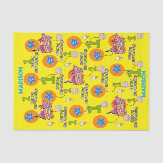 Feliz Aniversário Papel Tecidual #1 Primeiro Anive (Frente )