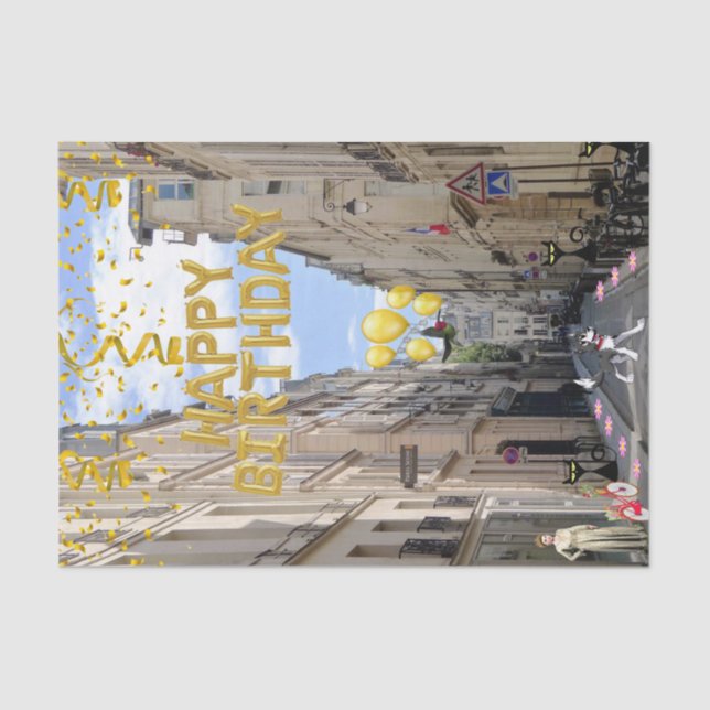 Feliz Aniversário Papel Tecidual Paris França (Frente )