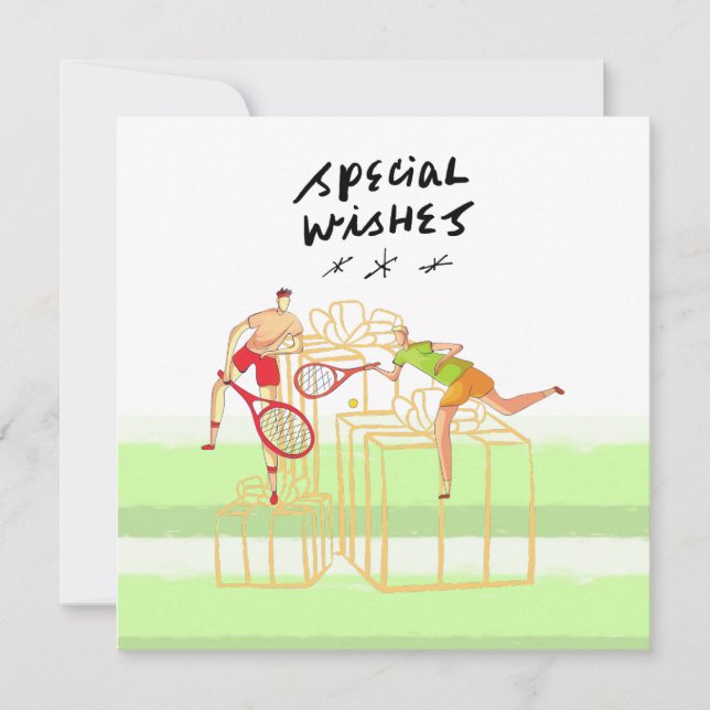 Feliz aniversário para jogadores tênis (Frente)