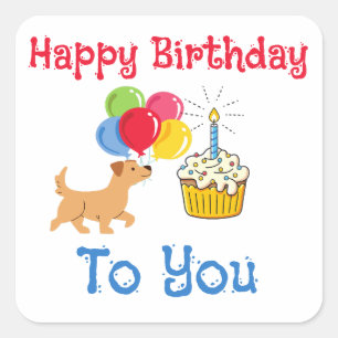 FELIZ ANIVERSÁRIO PARA VOCÊ ADESIVOS DE CACHORRO F