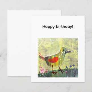 Feliz aniversário, passarinho fofo, arte contempor