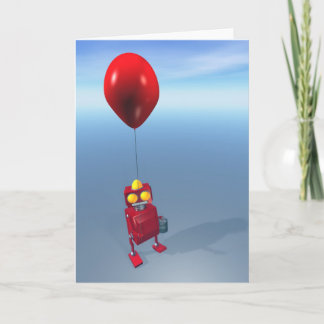Feliz Aniversário Pequeno Cartão Vermelho Robô