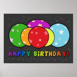 Feliz aniversário Poster Rainbow Balloons