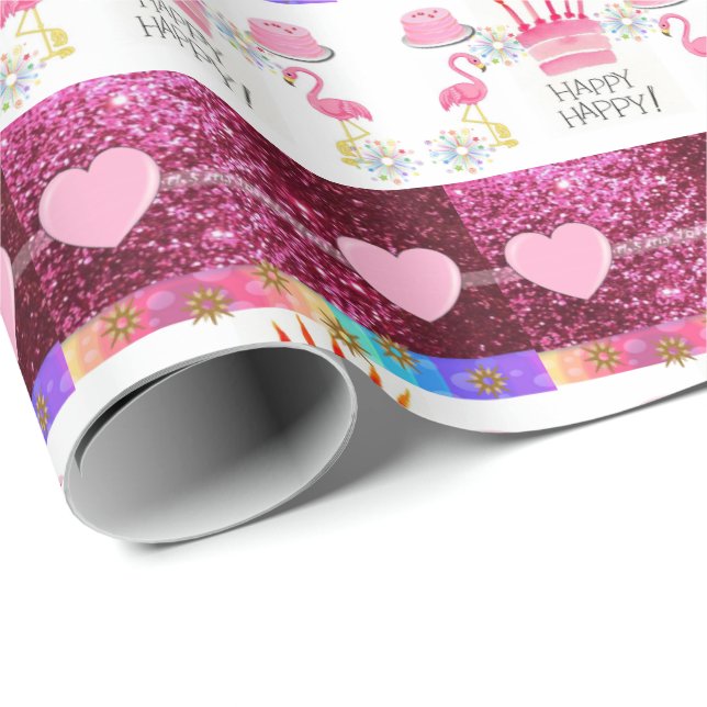Feliz Aniversário Presente Papel de Embalagem Flam (Ponta do rolo)