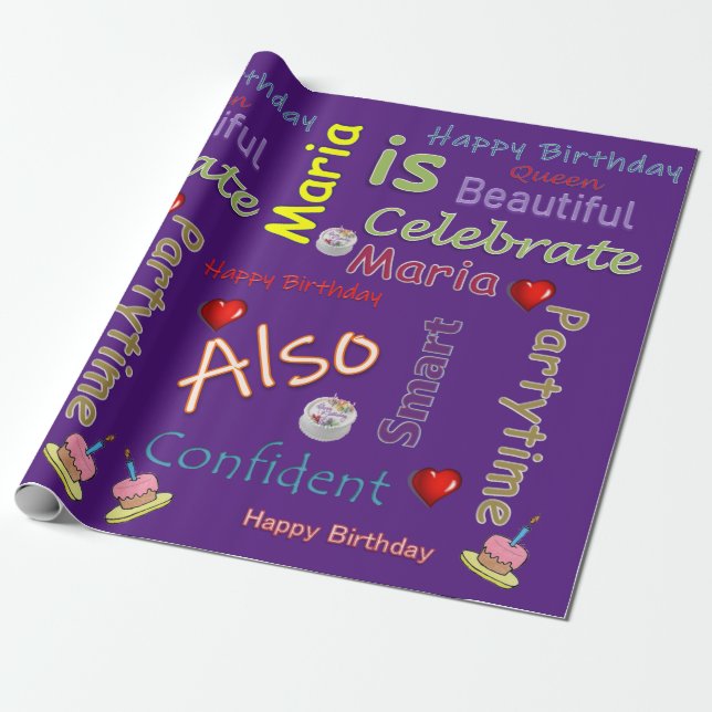 Feliz Aniversário Presente Papel de Embrulhamento  (Desenrolado)