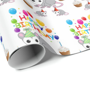 Feliz Aniversário Presente Papel de Quebra Possum