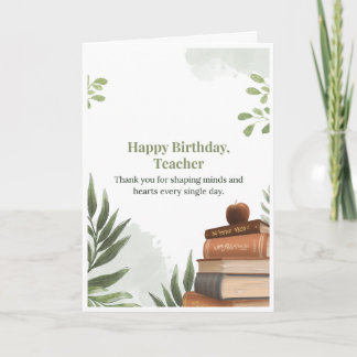 Feliz Aniversário Professor Livros Maçã Cartão