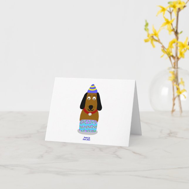 Feliz Aniversário Pup Pequeno Cartão de Saudação (Flor Amarela)