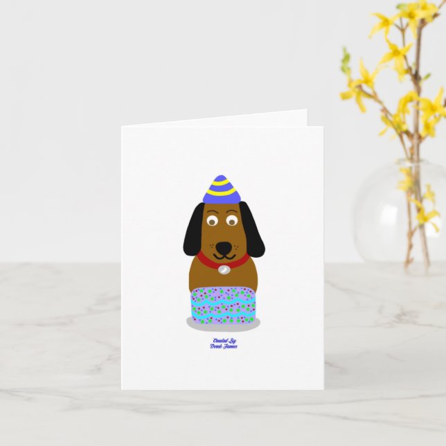 Feliz Aniversário Pup Vertical Pequeno Cartão de S (Flor Amarela)