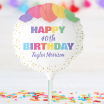 Feliz Aniversário Qualquer Idade Nome Balões Color