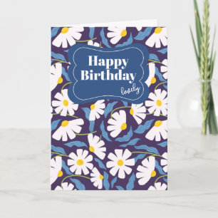 Feliz Aniversário Querida – Cartão Floral Azul e B