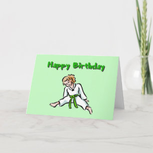 Feliz Aniversário Rapariga Artes Marciais Cartão d