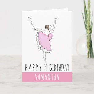 Feliz Aniversário Rosa Ballerina Seu Cartão De Nom
