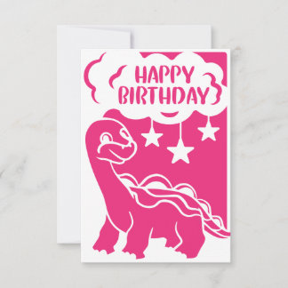 Feliz Aniversário rosa Cartão de Saudação Dinossau