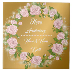 Feliz Aniversário Rosa Dourada Personalizada