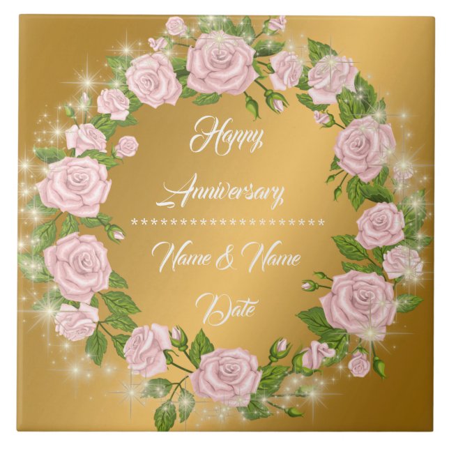Feliz Aniversário Rosa Dourada Personalizada (Frente)