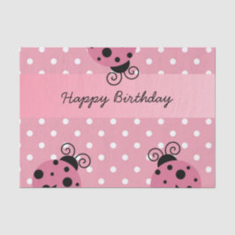 Feliz Aniversário Rosa Ladybug Papel Tema Bolinhas