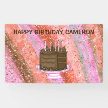 Feliz Aniversário Rosa Personalizado e Castanho