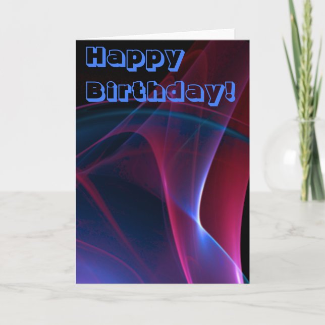 Feliz Aniversário Roxo Azul Modelo Abstrato em Bra (Frente)