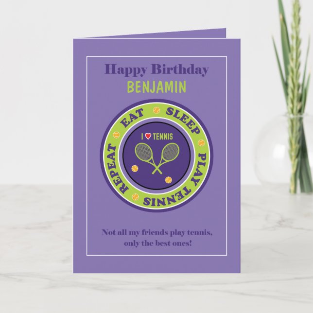 Feliz aniversário, 🎾 roxo Cartão de Aniversário � (Frente)