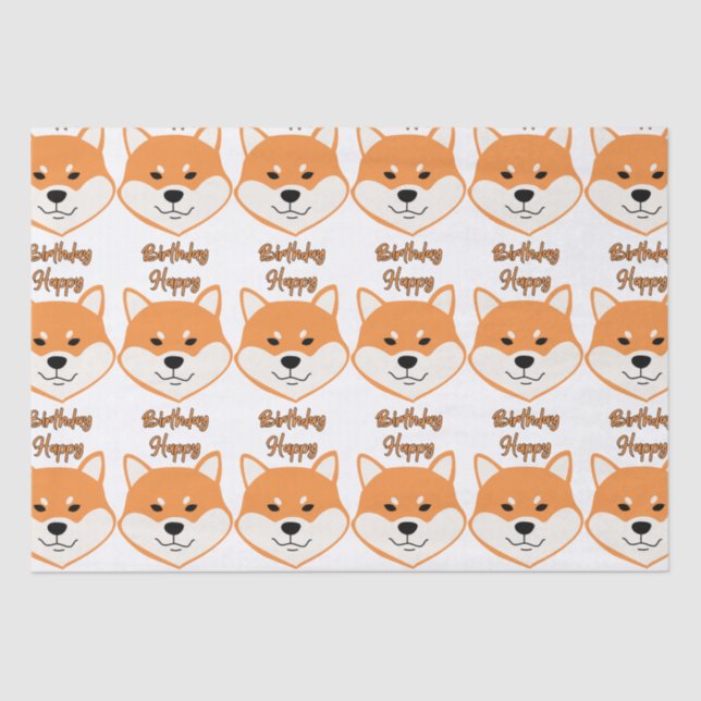 Feliz Aniversário Shiba Inu Papel Original (Frente )