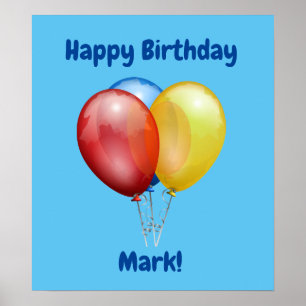 Feliz Aniversário - Sinal de Poster com Balões