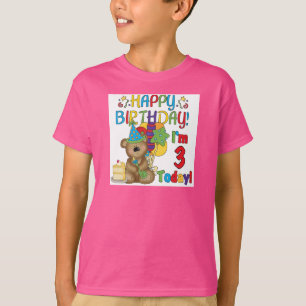 Feliz aniversário Teddy Bear 3º Camisetas e presen