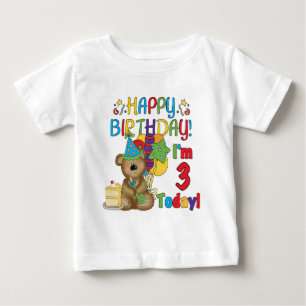 Feliz aniversário Teddy Bear 3º Camisetas e presen