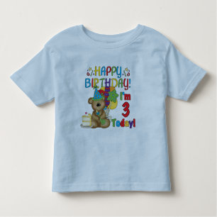 Feliz aniversário Teddy Bear 3º Camisetas e presen