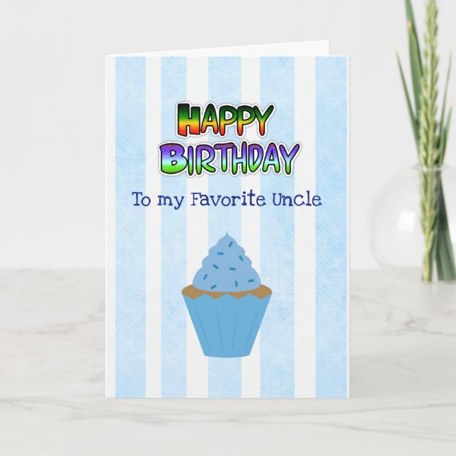 Feliz aniversário Tio Cartão Cupcake Azul (Frente)