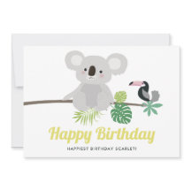 Feliz Aniversário Tropical de Koala e Toucan