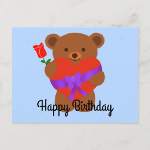 Feliz Aniversário Urso Teddy Fofo #1 Cartão Postal