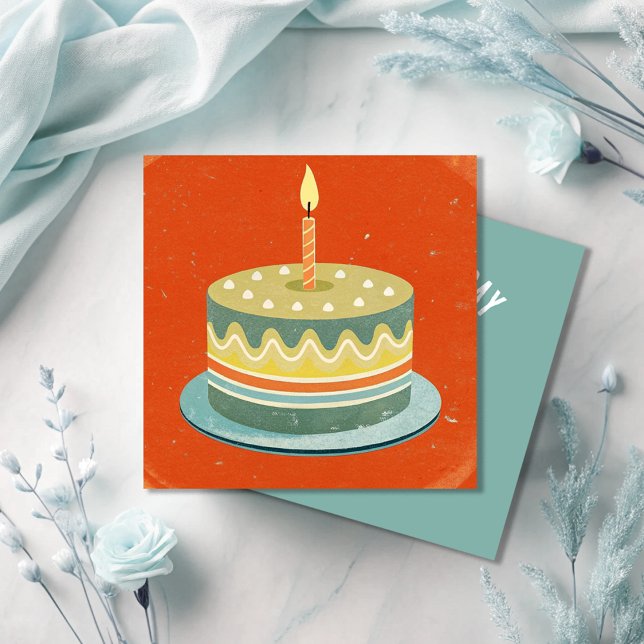 Feliz Aniversário Vintage Cake Greeting Card (Criador carregado)