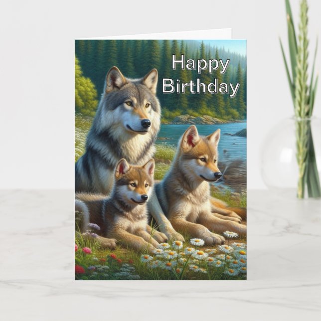 Feliz Aniversário Wolf Nature - Cartão Saudável (Frente)