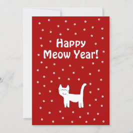 "Feliz Ano de Meow!" Cartão de Férias Vermelho Nat