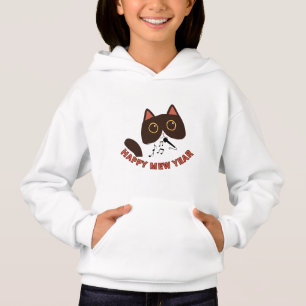 Feliz Ano Mew Gatinho Fofo Design de Ano Novo