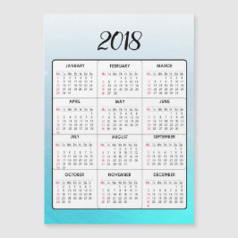 Feliz ano novo 2018 Calendário Magnético Azul-Aqua