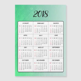 Feliz ano novo 2018 Calendário Magnético Verde