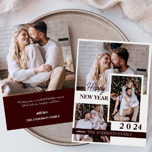 Feliz ano novo 2024   Cartão de Férias de 4 Fotogr