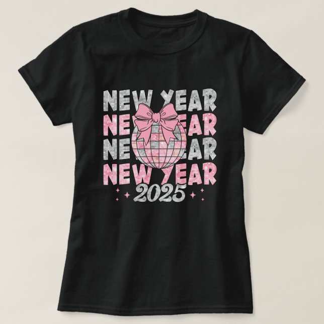 Feliz ano novo 2025 | Camiseta de Ano Novo de Disc (Frente do Design)