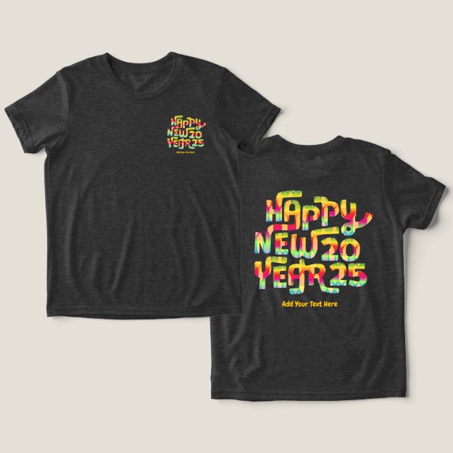 Feliz ano novo 2025 Trendy Colorful Personalizado (Design Frente e Verso)