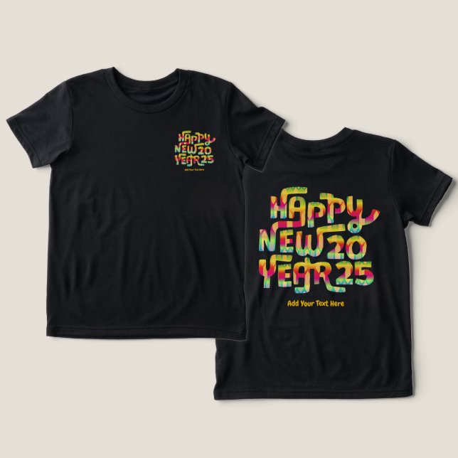 Feliz ano novo 2025 Trendy Colorful Personalizado (Design Frente e Verso)