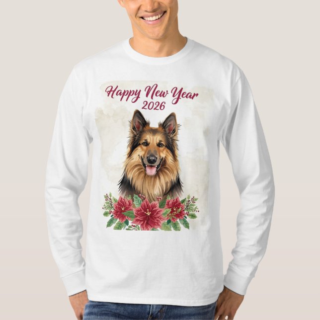Feliz Ano Novo 2026 Camisa Cachorro Manga Longa (Frente)