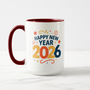 Feliz Ano Novo 2026 Caneca Colorida Combo Festiva